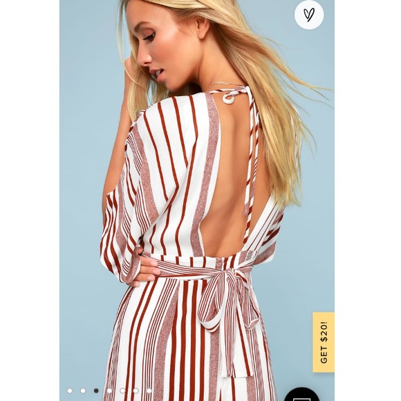 Lulus Hook Line Sinker Rust Red Striped Jumpsuit - Picture 2 of 10